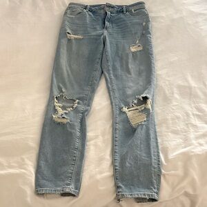Abercrombie & Fitch Light Wash Distressed Super Skinny Jeans
